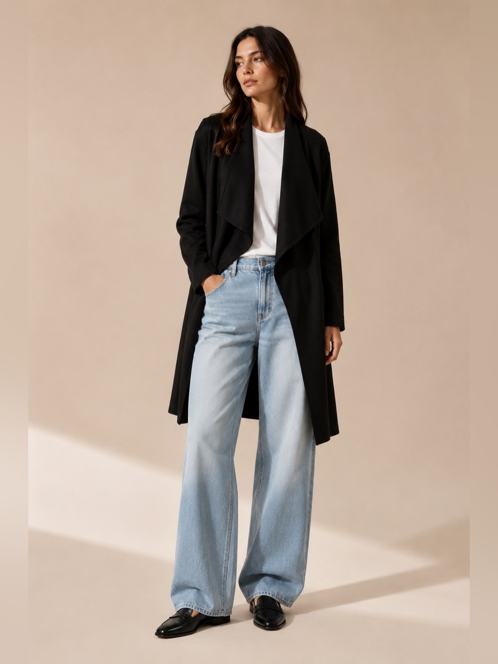 Maison d’Amélie Paris Black Waterfall Longline Cardigan Jacket